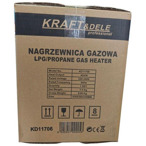 Газова пушка для обігріву 45кВт Kraft & Dele KD11706 теплова гармата газова KD-KD11706 фото