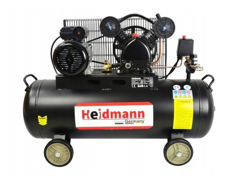 Компресор масляний двопоршневий 100л 10 бар 1.8кВт Heidmann H00723 GKA-H00723 фото