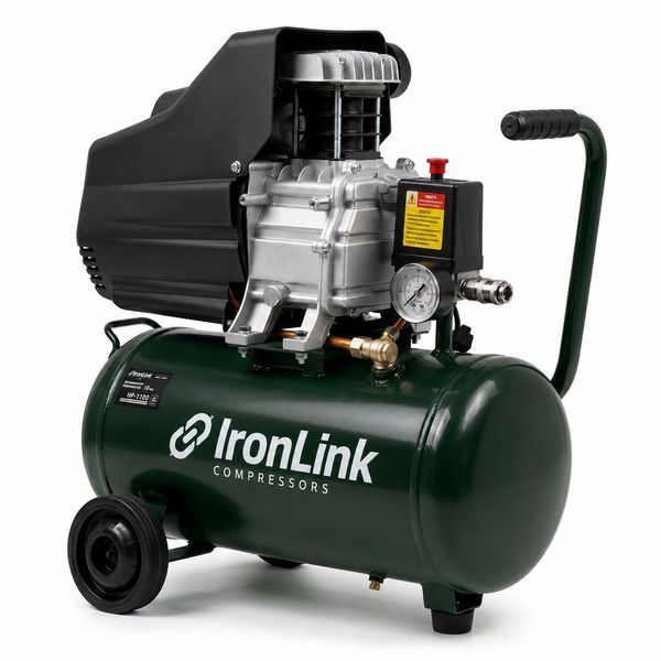 Електрокомпресор побутовий IronLink 1500 вт 220в 24л 8 бар повітряний компресор компресор автомобільний GKA-R60124 фото
