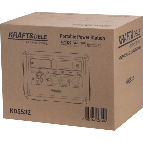 Зарядна станція Kraft&Dele KD5532 LiFePO4 1200/2000 Вт, для резервного живлення техніки та електроприладів KD-KD5532 фото